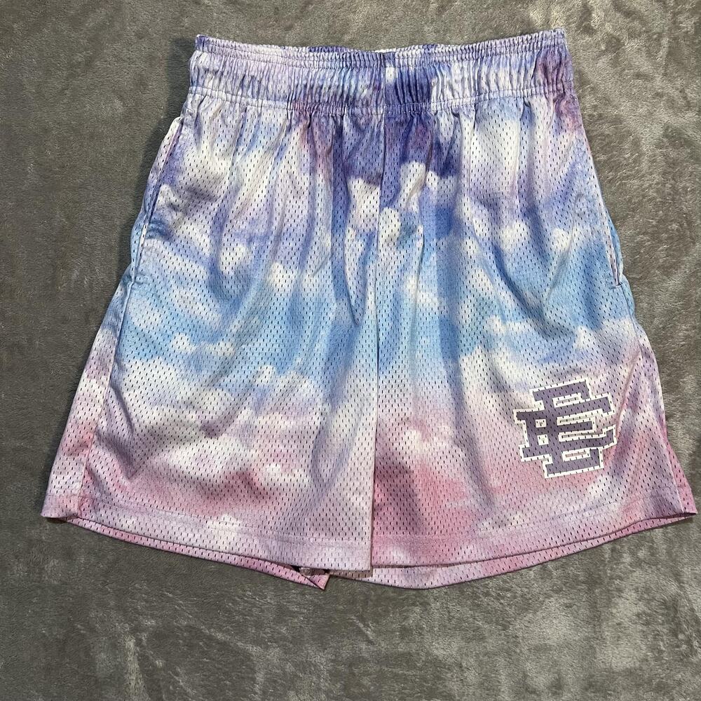 Eric Emanuel Mesh Shorts Mens Large Multicolor 7" Lined Cloud Tie Dye Basketball